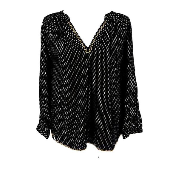NWT Velvet by Graham & Spencer Black Gold Embroidered Boho Tunic Top XS - Picture 1 of 12